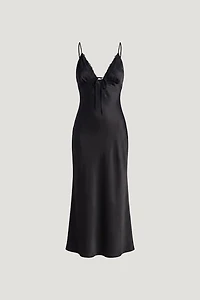 Lace Satin Maxi Dress