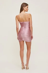 Cowl Fringe Mini Dress