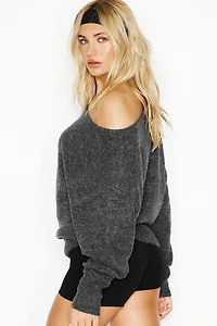 Long Sleeve Spongy Relaxed Off Shoulder Sweater
