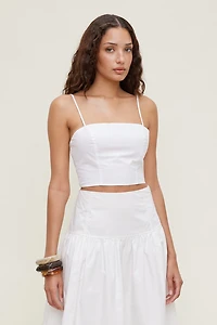 Cropped Poplin Tank Top