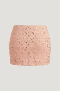 Beaded Mesh Mini Skirt