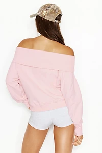 SoftTerry Foldover Off Shoulder Sweatshirt