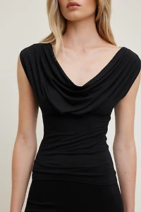 Draped Scoop Neck Top