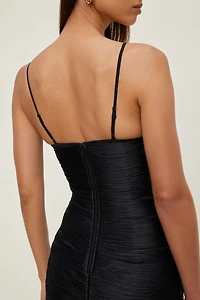 Cowl Fringe Mini Dress