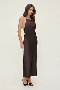 Open Back Satin Maxi Slip Dress