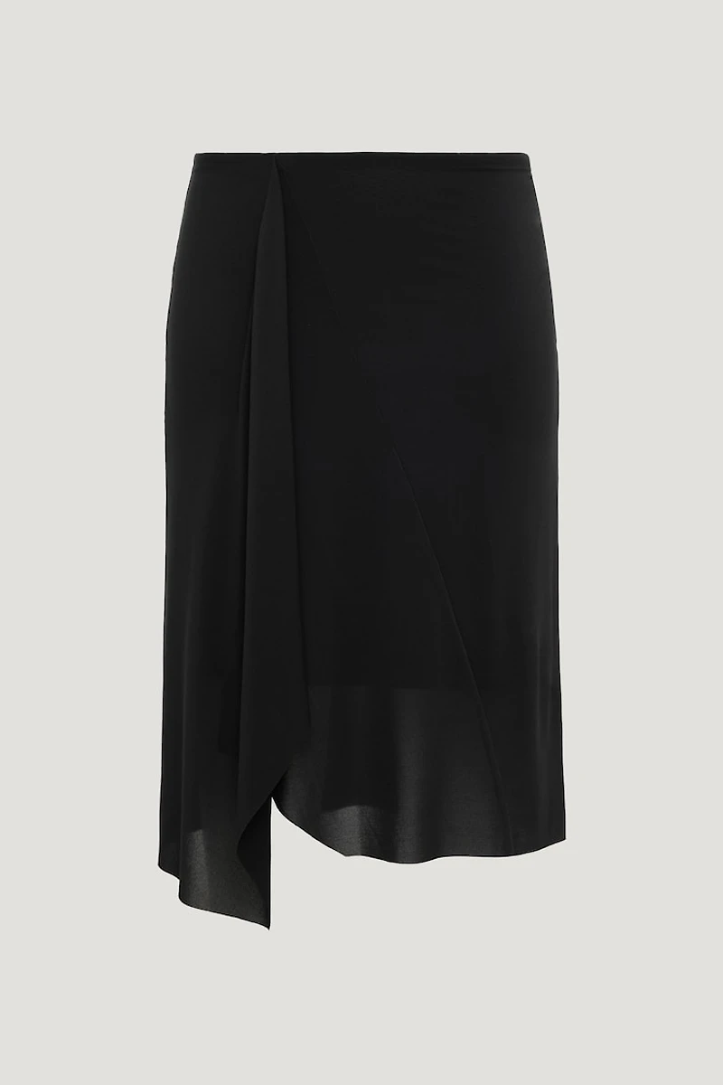 Asymmetric Draped Midi Skirt
