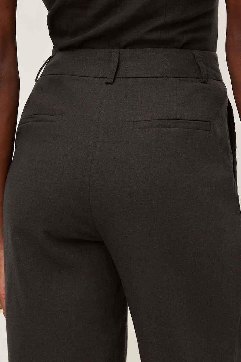 Bermuda à taille haute en lin