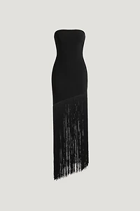 Ponte Fringe Maxi Tube Dress