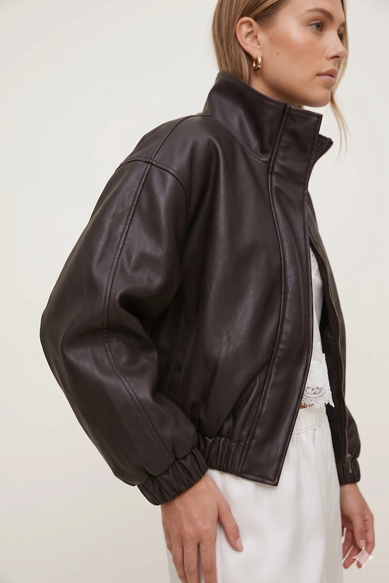 Brynn Faux Leather Bomber Jacket