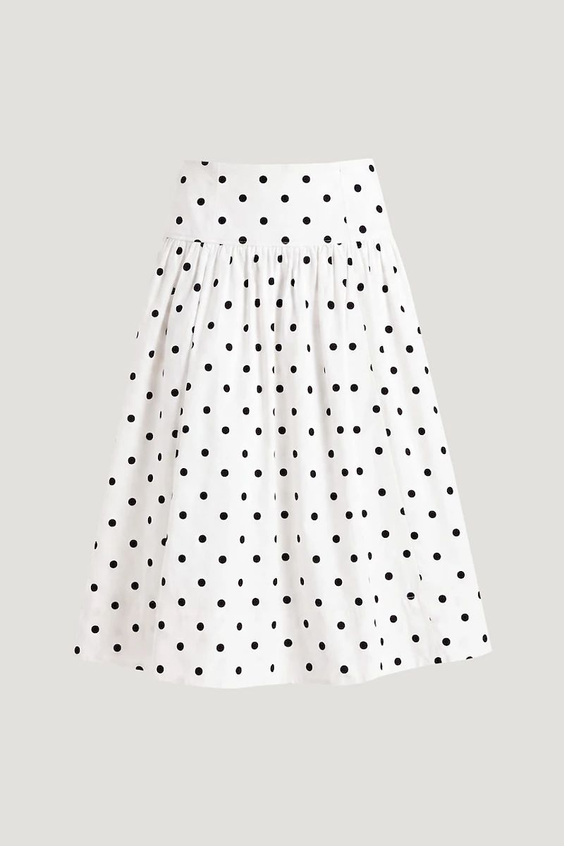 Drop Waist Poplin Midi Skirt