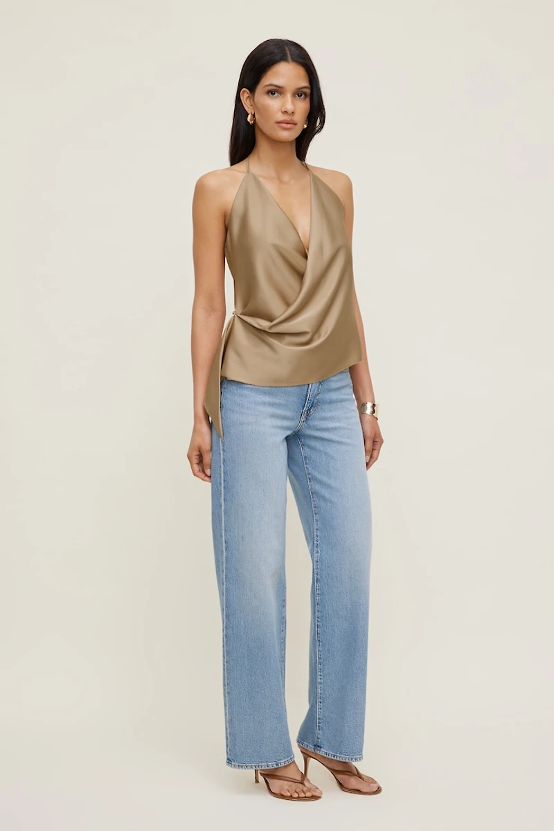 Satin Wrap Halter Top