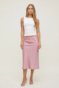 Jupe midi en satin Delila