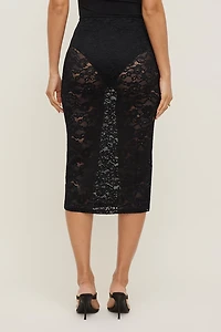 Sheer Lace Midi Skirt