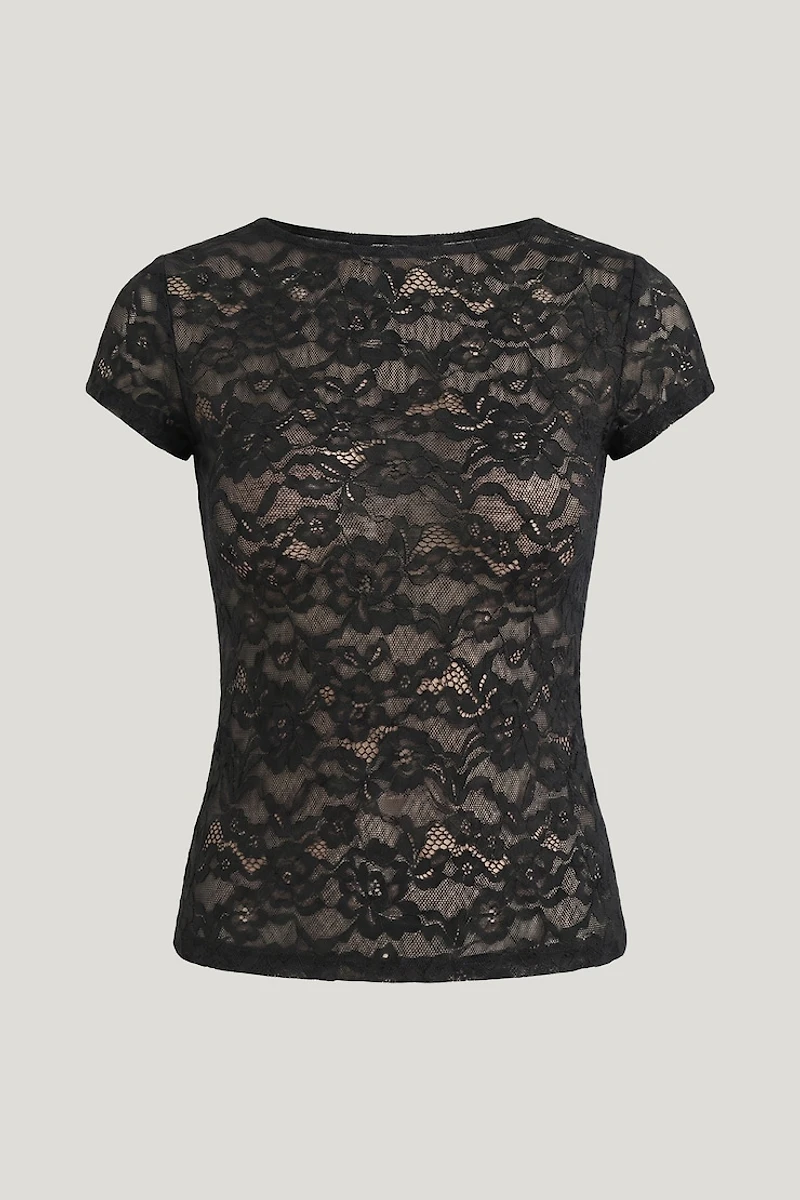 Lace Crewneck Top