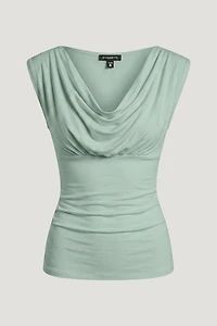 Draped Scoop Neck Top