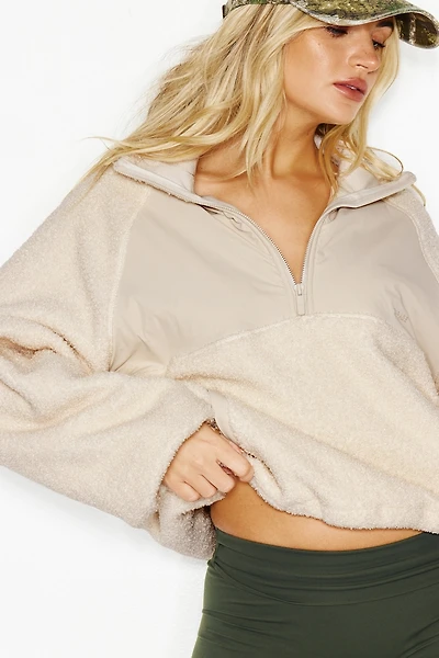 Sherpa Mixed Media Half Zip Jacket