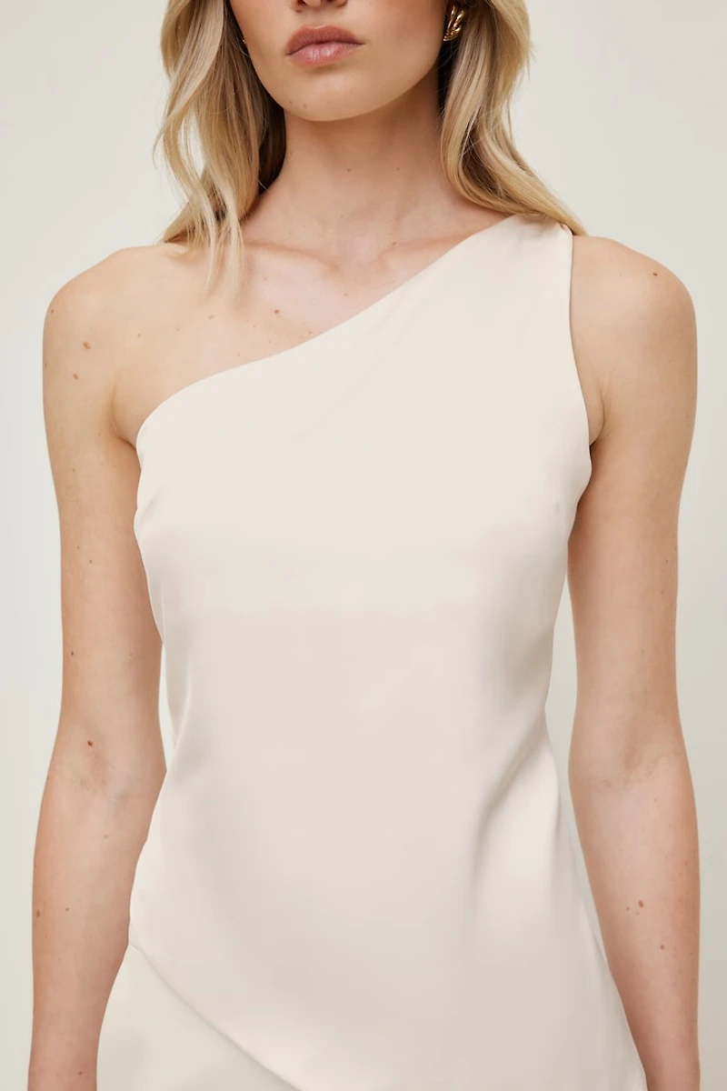 Single Shoulder Satin Top