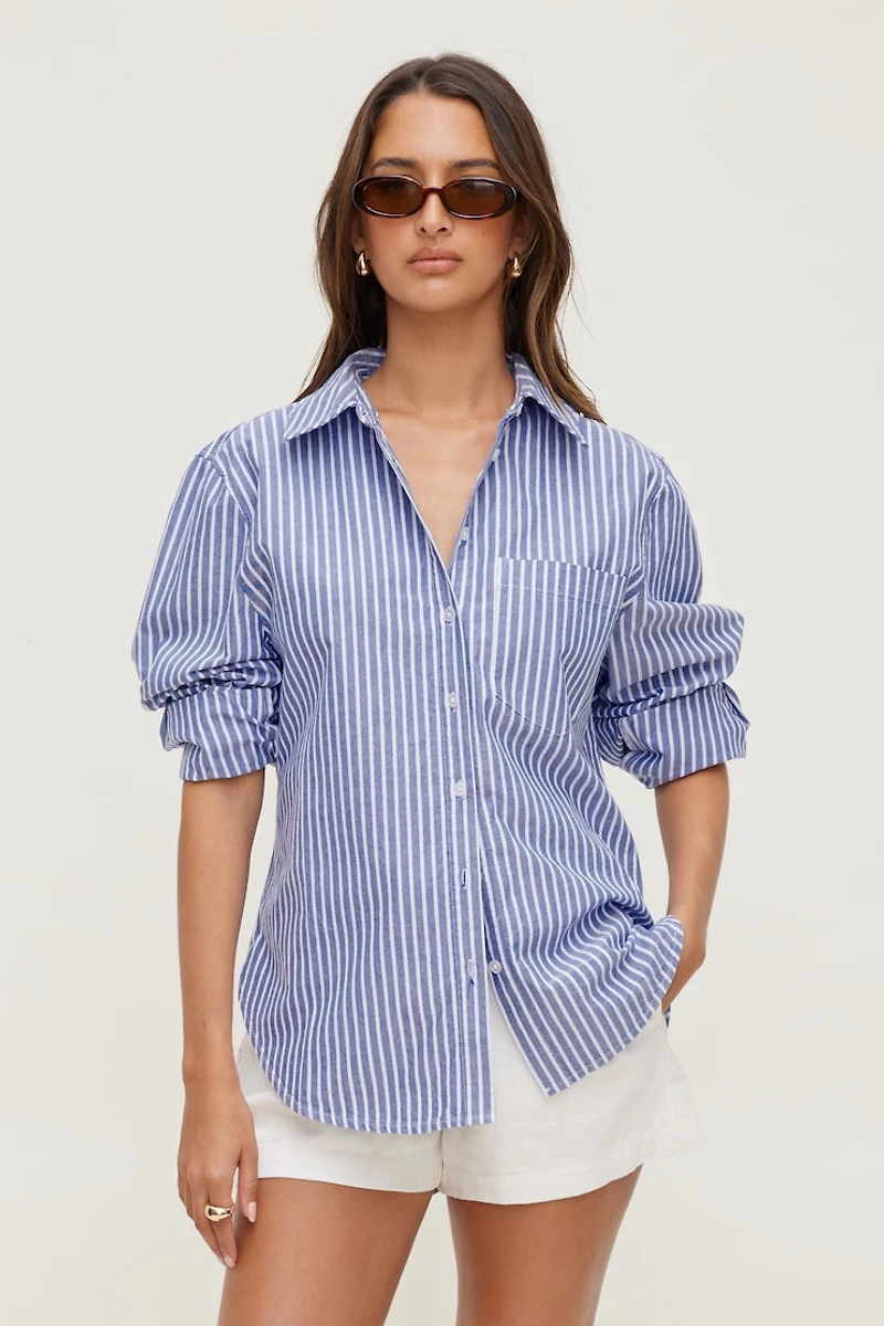 Chemise rayée en popeline