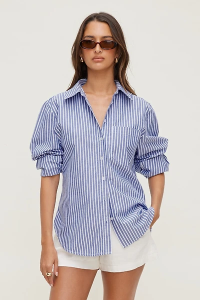 Chemise rayée en popeline