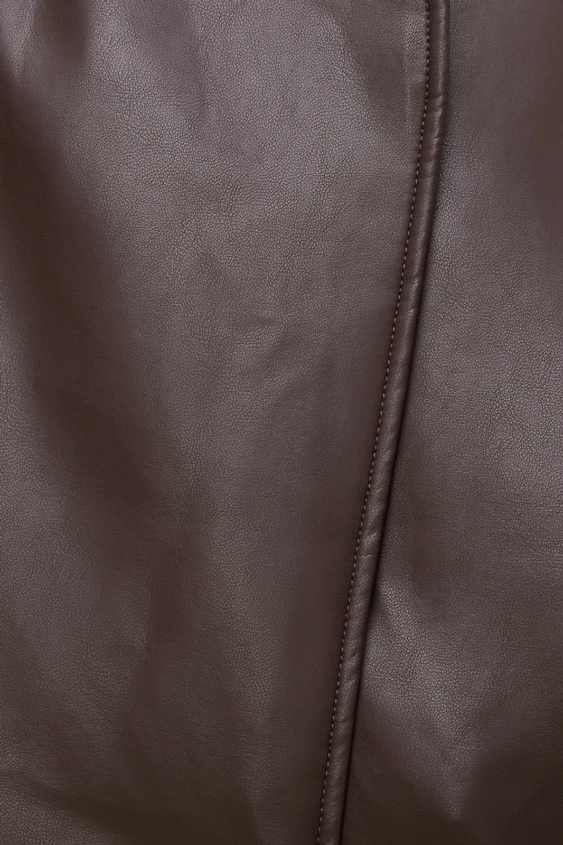 Blouson aviateur croisé en faux cuir