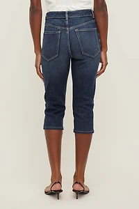 Jean capri extensible à taille haute