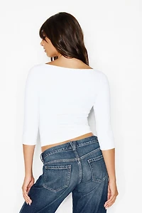 Haut Sleek à encolure bateau et manches 3/4