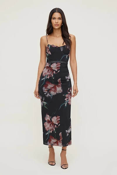 Floral Mesh Maxi Dress