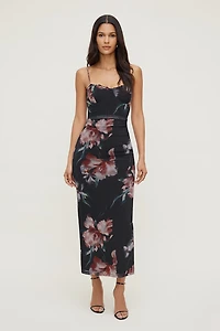 Robe maxi en maille fleurie