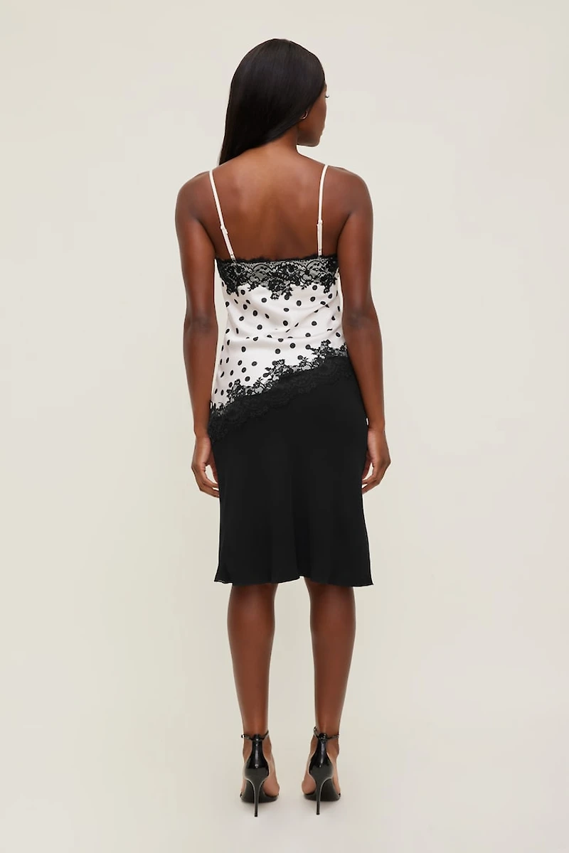 Cassie Asymmetric Lace Satin Cami
