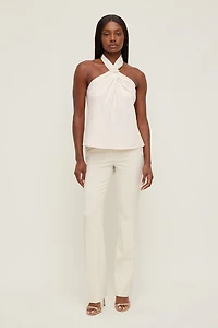 Pantalon ajusté à jambe droite taille haute