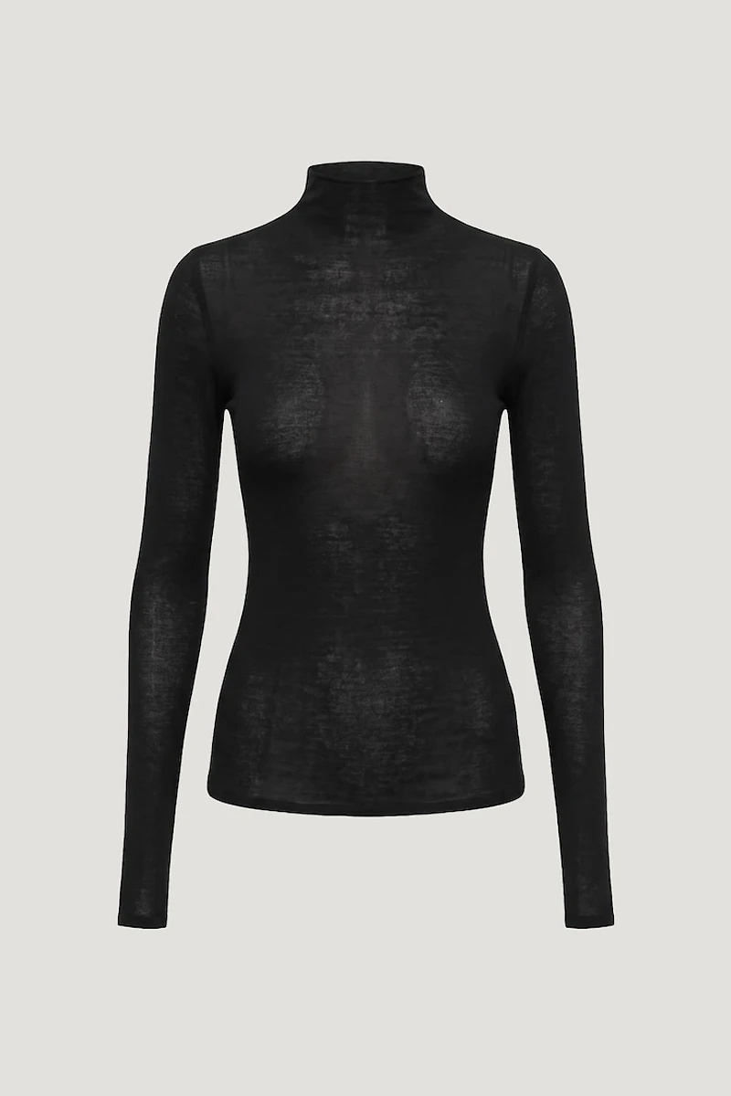 Sheer Mock Neck Sweater