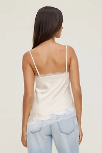 Cassie Asymmetric Lace Satin Cami