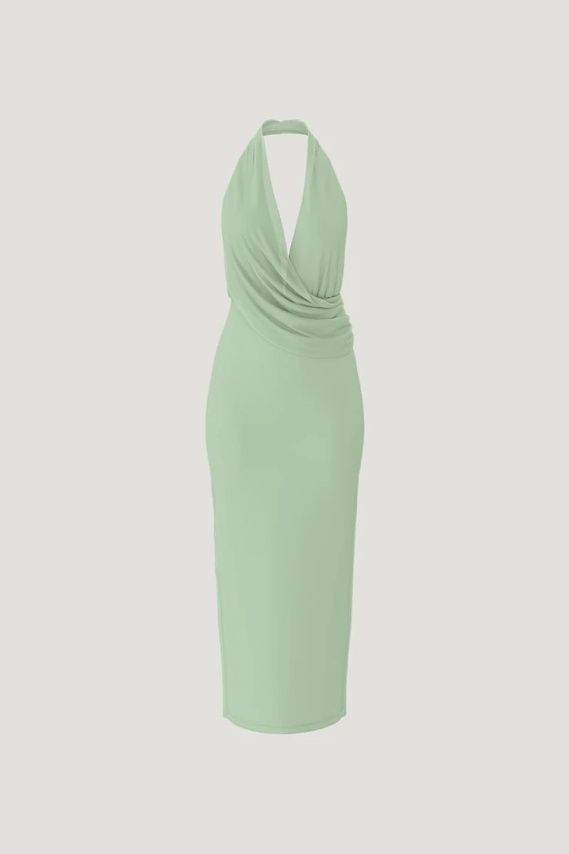 Robe maxi en maille à col plongeant