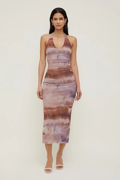 Reia Halter Mesh Maxi Dress