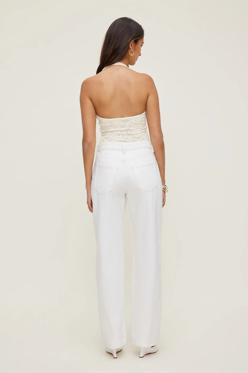 Lace Plunge Halter Bodysuit