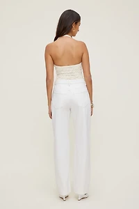 Lace Plunge Halter Bodysuit