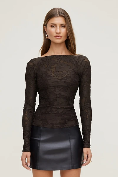 Nola Jacquard Long Sleeve Top
