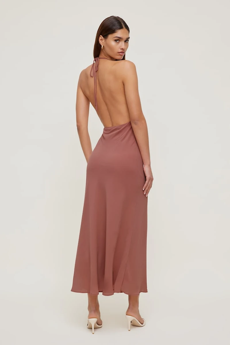 Plunge Cowl Neck Maxi Dress