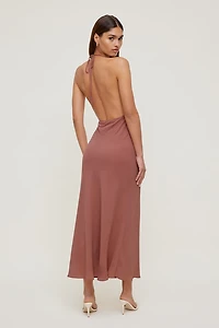Plunge Cowl Neck Maxi Dress