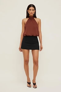 Paloma Bubble Satin Halter Blouse