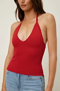 Scallop Trim Sweater Halter Top