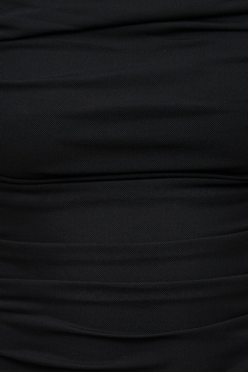 Ruched Boat Neck Mesh Tank Top