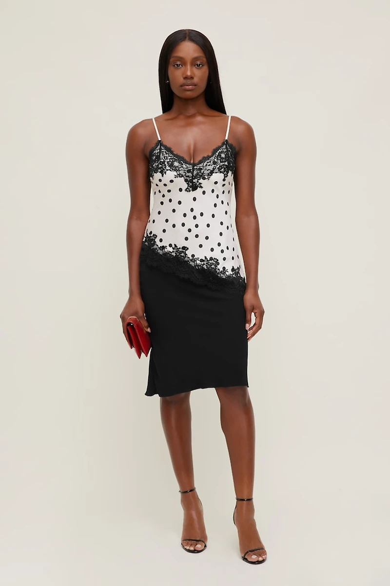 Cassie Asymmetric Lace Satin Cami
