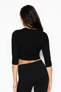 Ultra Cropped Cardigan Long Sleeve Top