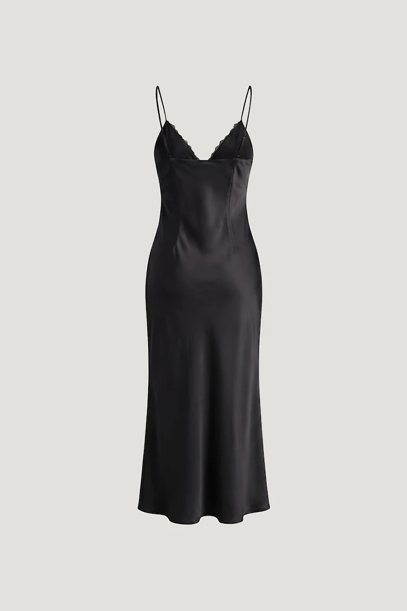 Lace Satin Maxi Dress