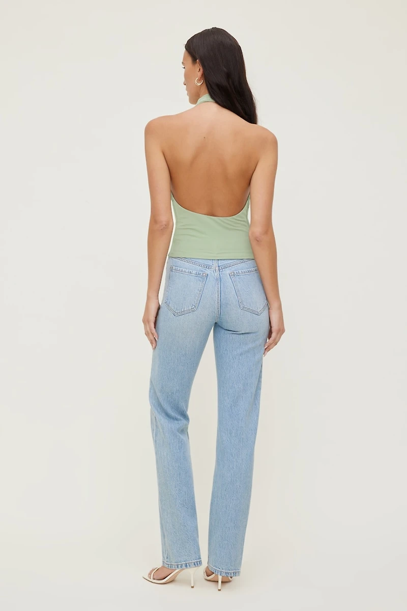 Cowl Neck Mesh Halter Top
