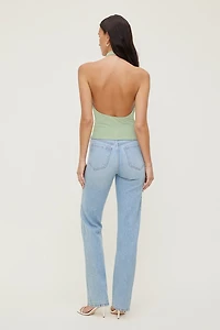 Cowl Neck Mesh Halter Top