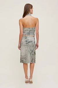 Asymmetric Draped Midi Skirt