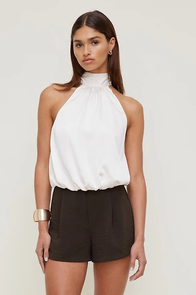 Paloma Bubble Satin Halter Blouse