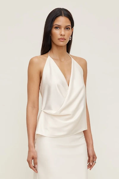 Satin Wrap Halter Top